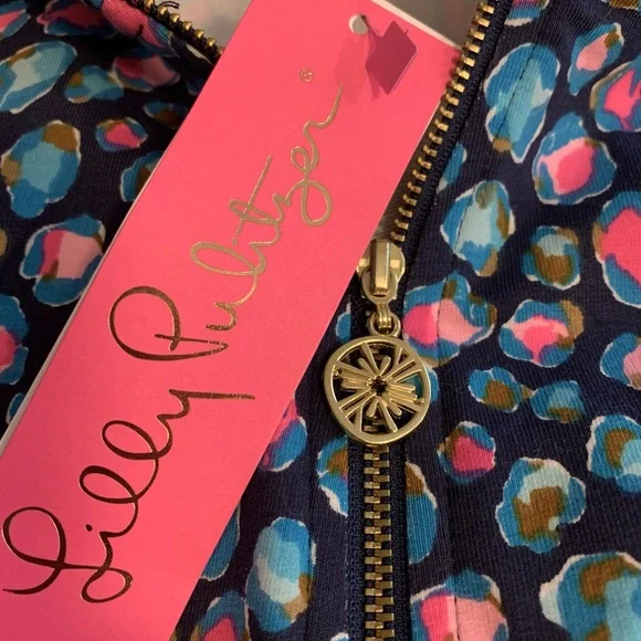 Lilly Pulitzer NWT Skipper Popover Seabreeze Blue Navy Half-Zip Top Large L - Picture 7 of 11